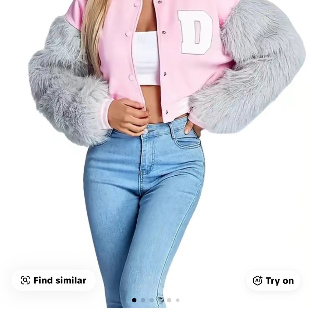 Pink and Gray Women's Jacket